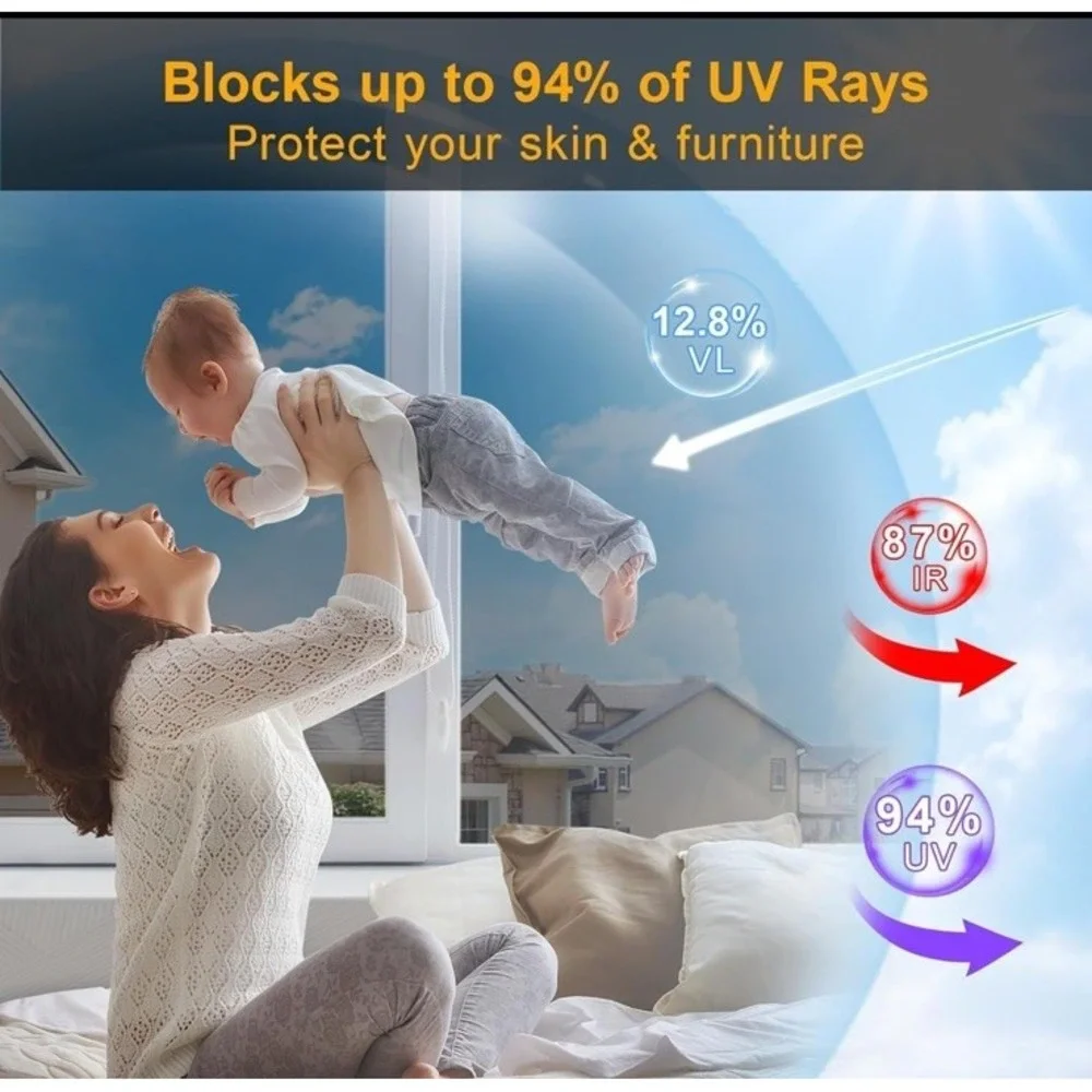 Window Privacy Film Static Cling Sun Blocking Reflective Silver 42.7x78.7 -2pk